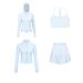 Women's Clothing Back Short Jacket Skirt Set Slim Fit Hooded Outerwear Quick Drying Four Piece Sportswear_ecoleips.com