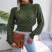 Ins Style 2025 Autumn Winter Three-Dimensional Rhombus Long Sleeve Cropped Knitted Sweater Women's Fashion_ecoleips.com