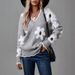 Aria Basics Aria Basics Autumn Winter New Lace V-Neck Anti-Mink Jacquard Pullover Knit Foreign Trade European American Cross-Border_ecoleips.com