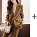 Women's Clothing Red simple fashion suit suit women's suit jacket high waist straight fashion_ecoleips.com