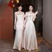Champagne Colored Bridesmaid Dress for Women High Quality Satin Wedding Party Wear Perfect for Petite Women And Everyday Use_ecoleips.com