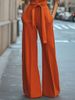 Women's Clothing Sleeveless Jumpsuit, V-Neck Wide Leg Romper In Vibrant Orange For Casual Outings_ecoleips.com