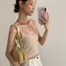 AlloFu Thirteen Lines Women's Korean U-neck Camisole With Built-in Chest Pad For Layering Or Outerwear 3317_ecoleips.com