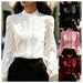 Satin Lace Trim Stand Collar Shirt Top for Women Elegant Fashion England Style Regular Fit Spring/Autumn Summer_ecoleips.com
