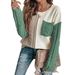 girl 2025 Autumn Winter New European And American Style Pullover Knitted Long Sleeve Loose Color Block Cable Knit Sweater_ecoleips.com