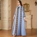 Women's Clothing Muslim Dubai Long Skirt V Neck Embroidery Splicing Contrast Color Foreign Trade Polyester Dress_ecoleips.com