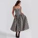 Cross-border European And American French-style High-end Summer, Suspender Plaid Flared Dress In Court Style For Women_ecoleips.com