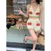 Summer Bohemian Knitted Cut-Out Crochet Striped V-Neck Bandeau Top + High-Waisted Shorts Two-Piece Set Trend_ecoleips.com