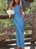 K Temperament Slim Fit One Shoulder Socialite Style Slit Sexy Dress For Women_ecoleips.com
