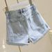 2025s High Waist Denim Shorts For Women Loose 2025 Summer New Flower Bud Rolled Hem Slimming Wide Leg A-line Hot Pants Ins_ecoleips.com