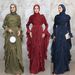 Voya Muslim Women's Double-Layered Fabric Waist-Cinching Dress, Headscarf-Free, Stylish And Elegant Ladylike Outfit With A Grand Aura_ecoleips.com