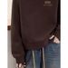 European-style Round-neck Fleece-lined Thickened Coffee-colored Sweatshirt For Women, New Autumn And Winter Model, Loose_ecoleips.com