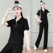 European Trendy Brand Short Sleeve Long Pants Casual Sports Suit For Women Loose Korean Version 2025 Summer Thin_ecoleips.com