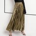 Women's Clothing Spring and Summer New Pleated Skirt Long Skirt Large Size High Waist Large Swing Golden Beach Skirt Women_ecoleips.com