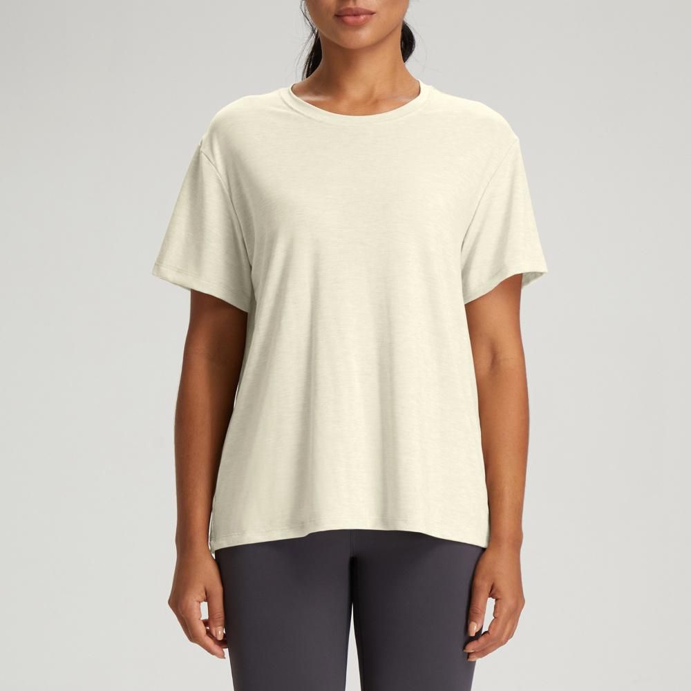 Women's Clothing Yoga Clothes Nude Loose Slim Sports Fitness Tops Short Sleeved T Shirt_ecoleips.com