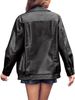 Women's PU Leather Jacket Motorcycle Style, Fashionable Biker Coat With Zipper Closure, Loose Fit Casual Outerwear For Fall/Winter_ecoleips.com