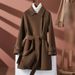 Luxury Double-Faced Wool Coat For Women - Oversized Mid-Length Trench Coat, 100% Pure Wool, Handcrafted, Belted Waist, Workwear & Casual Elegance_ecoleips.com