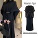 Women's Chunky Knit Cape & Long Sleeve Dress Set – High Neck Asymmetrical Layering Outfit (S-XL, Chenille Fabric)_ecoleips.com