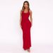 Summer New Style Women's Long Dress European And American Style Solid Color U Neck Sleeveless Halter Neck Backless_ecoleips.com