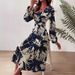 Women's Clothing Spring And Autumn New V Neck Temperament Dress Printed Long Skirt_ecoleips.com