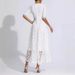 Women's Deep V Neck Mid Sleeve Knee Length Lace Evening Party Dress Elegant Formal Dinner Bridal Event Gown_ecoleips.com