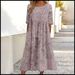 Women's Mid-Waist Summer Casual Round Neck Printed Flared Dress_ecoleips.com