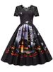 Women's Vintage Lace Halloween Dress Short Sleeve Elegant Evening Prom Costume 50s 60s Party Vintage Style_ecoleips.com