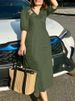 ZANZEA Women V Neck A-line Vestidos Solid Holiday Casual 2024 Summer Dresses Commute Half Sleeve Floral Embroidery Midi Dress_ecoleips.com