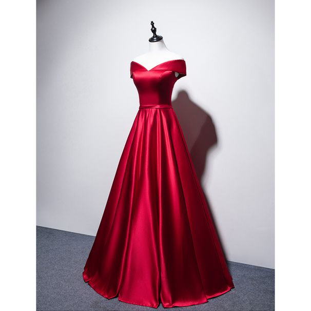 Women's Clothing New Wine Red Simple And Generous Toast Dress Bride New Banquet One Shoulder Evening Dress Female_ecoleips.com