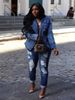 2023 European And American Celebrity New Slim Fit Double-Breasted Lion Button Denim Blazer Jacket_ecoleips.com