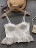 Sexy Hot Girl Women's Suspenders Splicing Lace Irregular Fishbone Vest Style_ecoleips.com