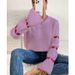 Women's Oversized Long Sleeve Sweater With Stripe & Heart Embroidery - Soft Acrylic Knit Pullover, Round Neck, Sweet Casual Tops_ecoleips.com