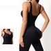 Women’s Clothing Spring and Summer Zipper Threaded U Shaped Backless Jumpsuit Women's Double Strap Fitness Jumpsuit _ecoleips.com