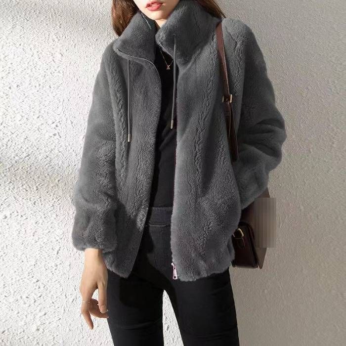 Women’s Fleece-Lined Zip-Up Hoodie – High Neck Winter Coat With Double-Sided Plush, Oversized Fit & Trendy Colors (M-6XL, Cozy & Stylish)_ecoleips.com