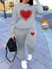 Women's Autumn And Winter Hip-hop Casual Street Heart-shaped Printed Round Neck Sports Shirt+sports Pants Set-538_ecoleips.com