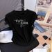 Women's American Style Pleated Short Sleeve T-Shirt Cotton Inner Layer Summer Base Layer Top European Popular Style_ecoleips.com