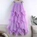 K Uneven Lace Edge Net Cake Skirt, Long Waist, Big Swing, Fairy Gauze Skirt, Long Dress._ecoleips.com