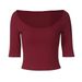 Women's Slim Fit U Neck T-Shirt European American Style Autumn Fashion Street Style Base Layer Top Solid Color_ecoleips.com
