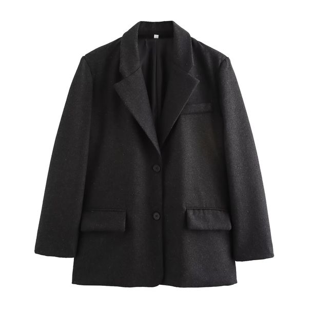 Women's Straight Blazer With Shoulder Pads_ecoleips.com