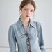 Independent Station 2025 New Spring Cross-Border Design: Women's Tie-Up Long-Sleeve Split-Waist Denim Shirt Jacket_ecoleips.com