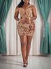 Women's Clothing Sexy Gold Sequin Banquet Dress Hip Skirt_ecoleips.com