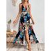 In Stock Foreign Trade Cross-Border Hot Selling European And American Tropical Print Thigh Split Strap Dress_ecoleips.com