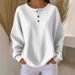 Women's Clothing Women's Long Sleeve Round Neck Pullover Waffle Knit Top Solid Color Loose Fit Fashion Autumn Winter Style_ecoleips.com