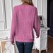New Autumn-Winter Long-Sleeved V-Neck Knit Tee For Casual Wear, Plain Color Women's Top_ecoleips.com