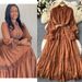 Women's Clothing Court Retro Elegant Dress For Women With Stand Up Collar, Trumpet Sleeves, Waisted, Single Breasted, Lace Stitching, Long Swing Skirt_ecoleips.com