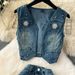 Women's Clothing Retro Denim Suit For Women Short Vest Cardigan Light 1 Diamond Long Skirt Fashionable Two Piece Suit_ecoleips.com