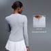 Modal Striped Yoga Wear Women's Nude Comfort Button Down Henley Shirt Running Sports Long Sleeved T Shirt D25146_ecoleips.com