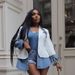 Stylish Women's Denim Blazer Jacket With Polyester-Spandex Blend, Casual Streetwear For Spring, Black & White Options (S-2XL)_ecoleips.com