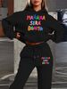 Women's Autumn And Winter Fashionable Casual MANANA Pattern Printed Thick And Plush Warm Hooded Sweatshirt+sports Pants Set-767_ecoleips.com
