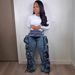 Women's Clothing Women's Style Denim Cargo Pants Straight Leg Trousers With Multiple Pockets Street Style Unique Design_ecoleips.com